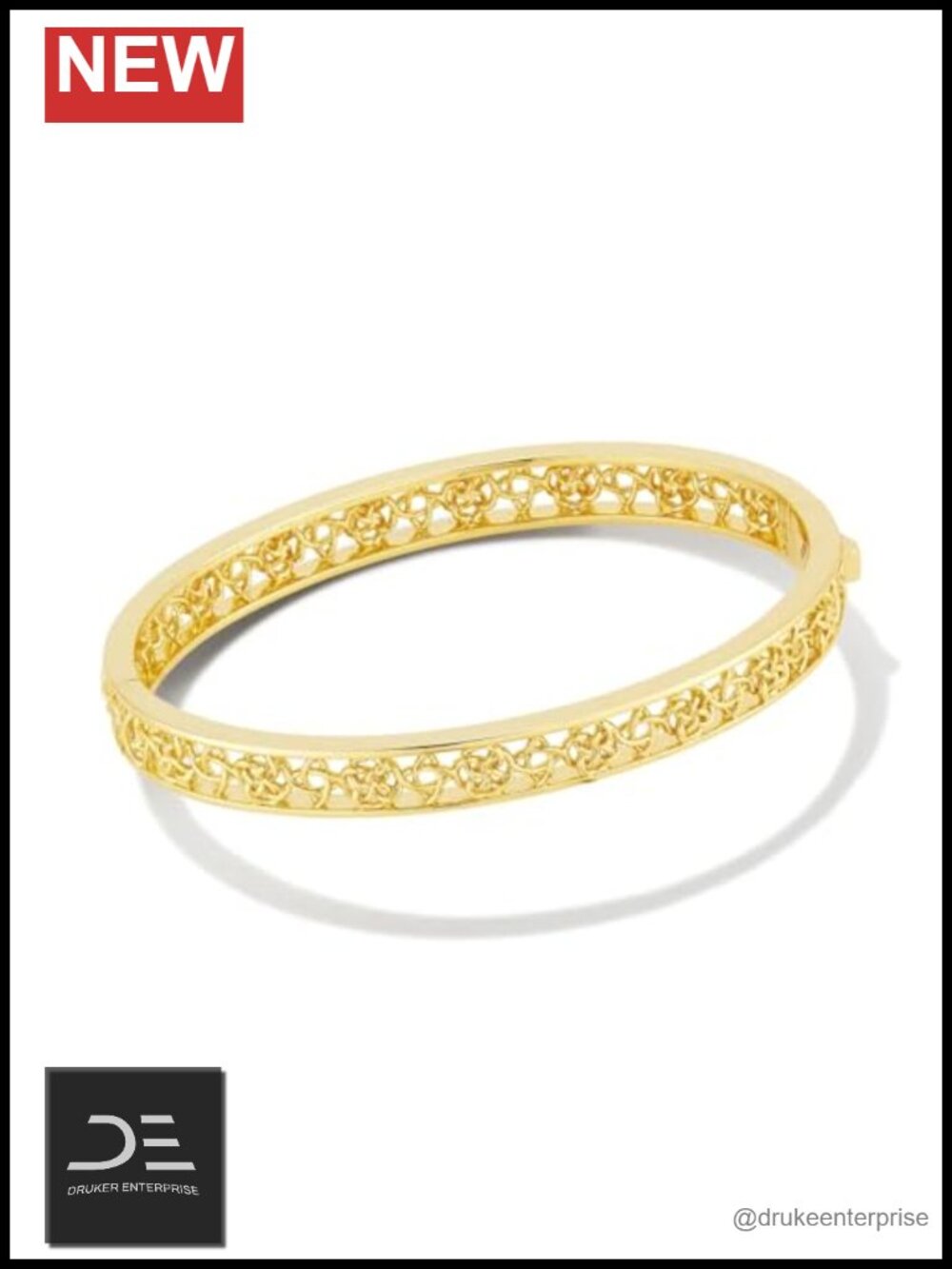 14k Yellow Gold Over Brass Bangle Bracelet